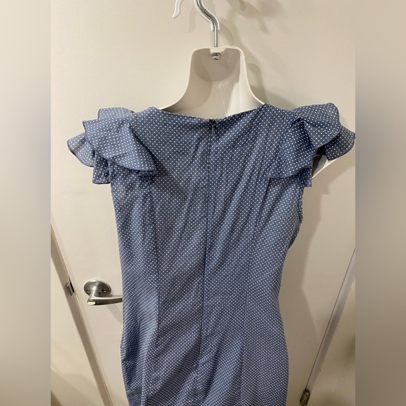 Blue polka dot ruffle dress - Picture 6 of 7